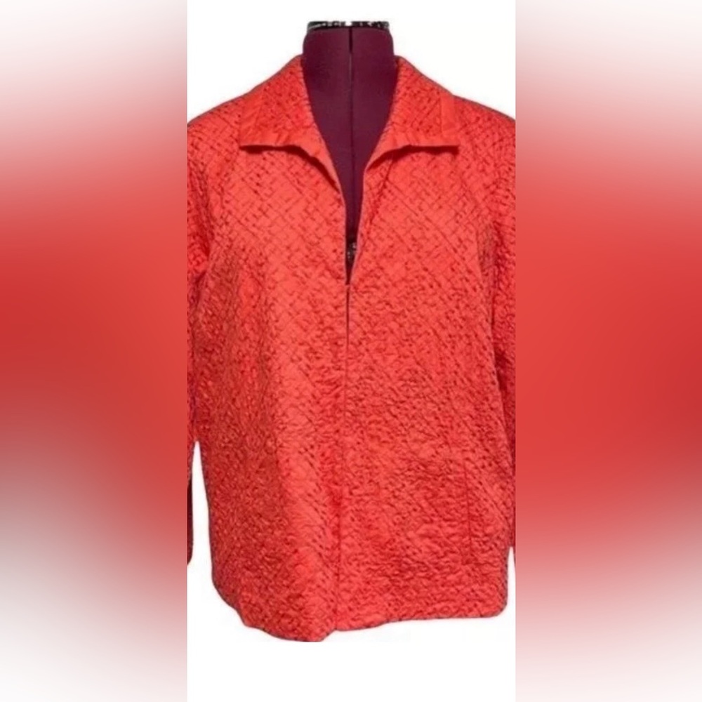 Laura Ashley Lined Coral Jacket - Vibrant Orange Metallic Blazer Casual Church